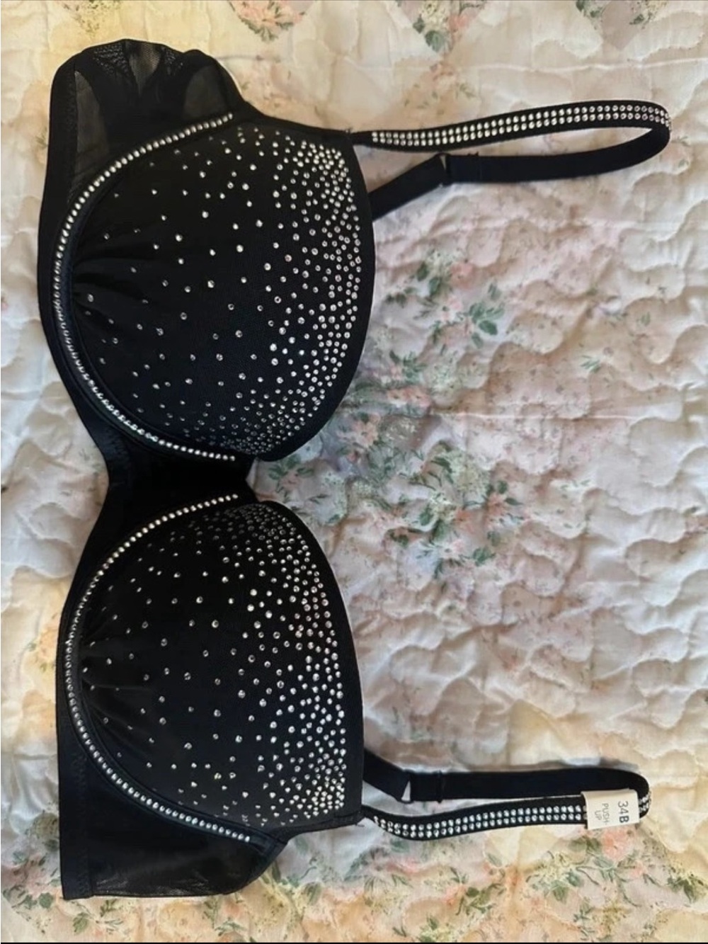 Victoria’s Secret VS PINK Rhinestone Bling Mesh Push Up Balconette Bra